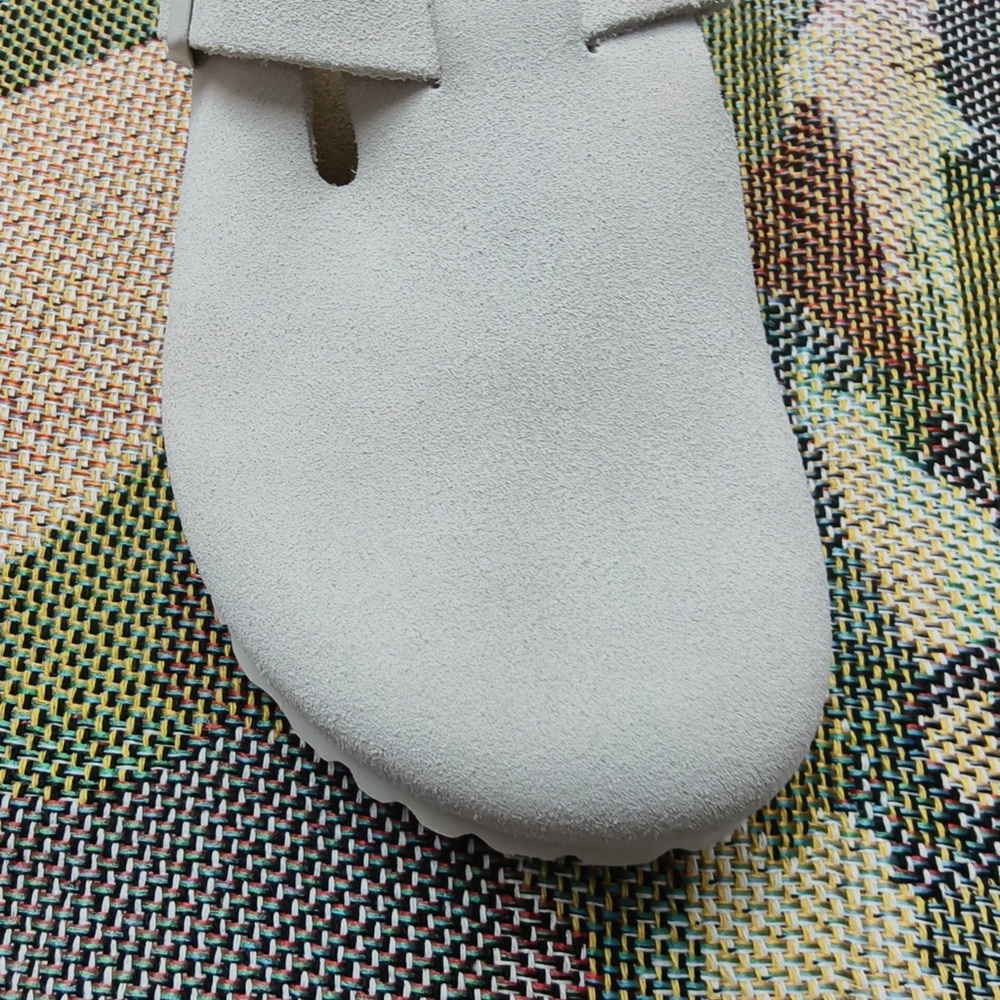 Women's White Suede Birkenstock Boston Shoes - Narrow Fit - Picture 6 of 8